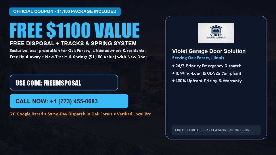 Violet Garage Door Solution FREE Haul-Away & Heavy-Duty Tracks with New Door in Oak Forest, IL